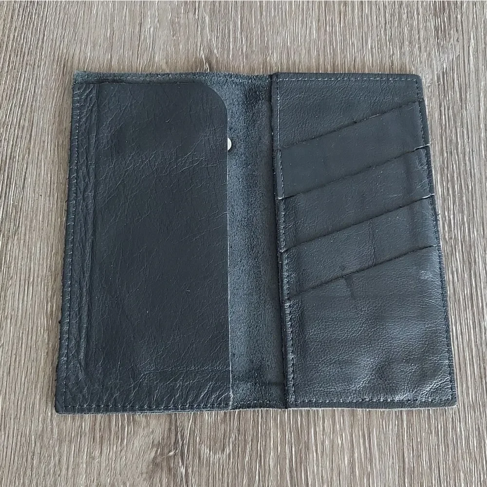 Black Leather Western Wallet with Conchos